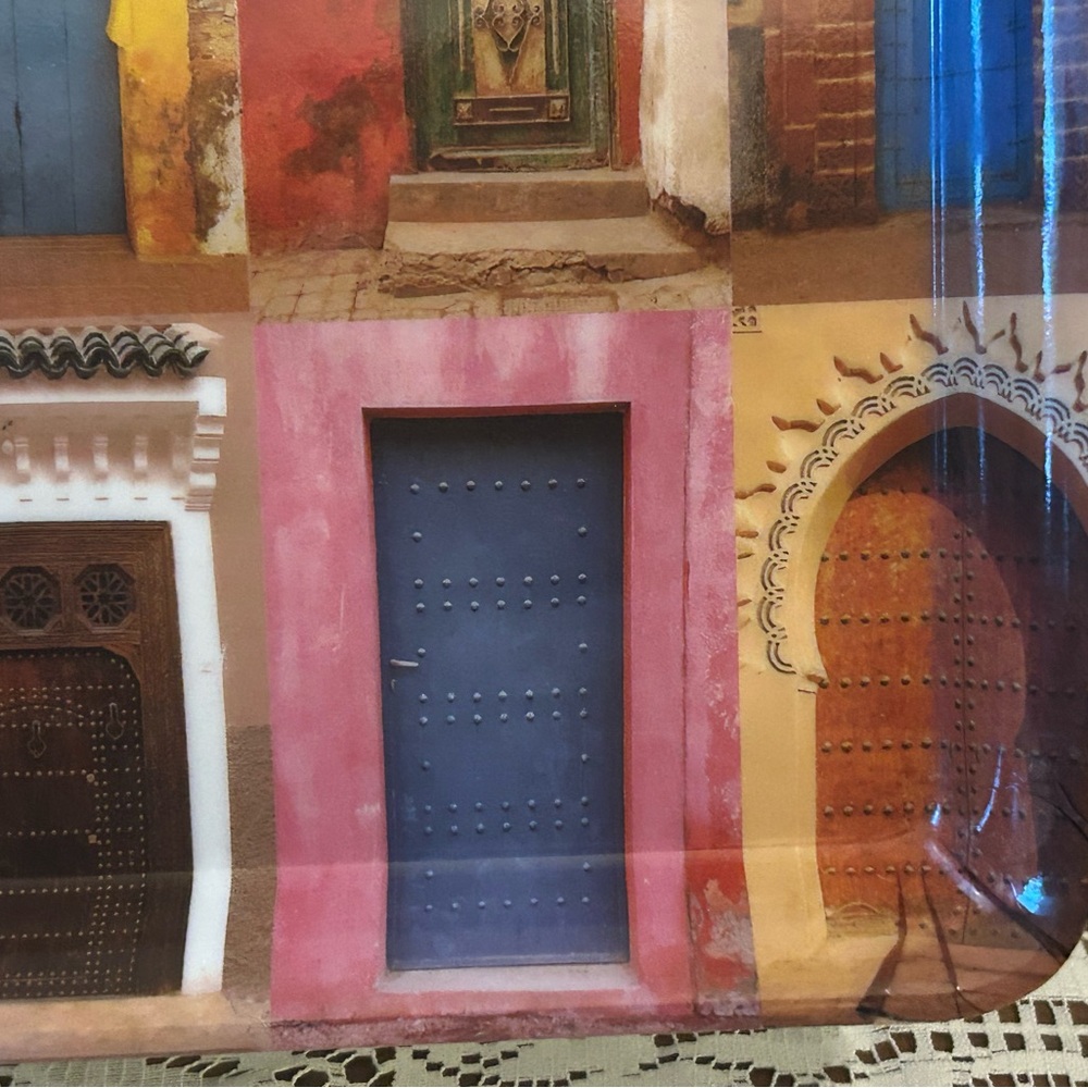 4/$20🌷🕌Vibrant Easy Life Melamine Appetizer/Dessert Tray - 💙🚪Moroccan Doors 🚪💙 - Picture 3 of 11